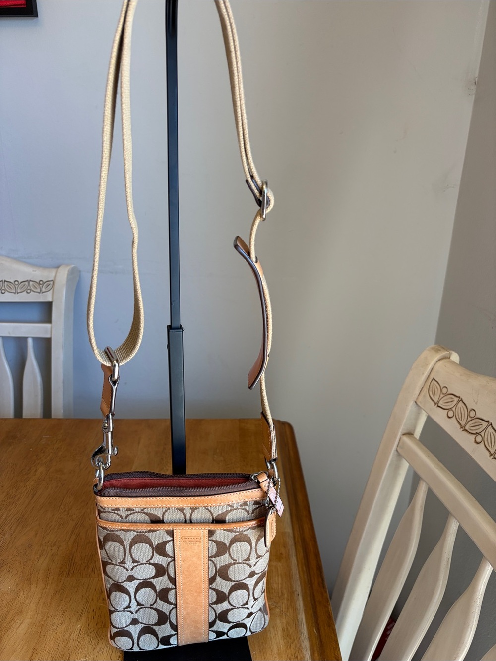 Coach 2005 Signature Canvas Crossbody Bag in Brown/Tan